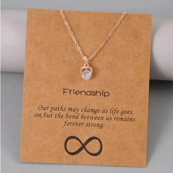 ⚠️Clearance Rose Gold Cubic Zirconia Heart Charm Necklace SS - Picture 1 of 4